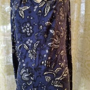 Ladies loose flowing long sleeve blue shirt